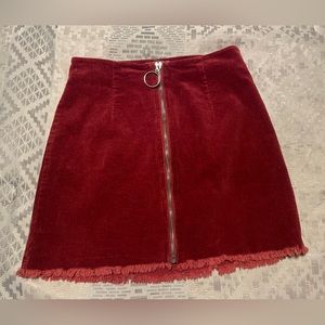Burgundy Corduroy Skirt - Size: S